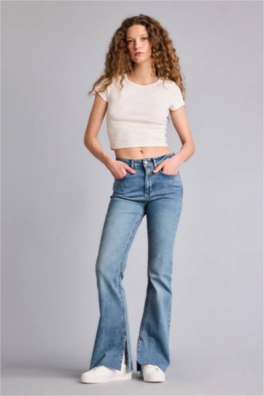 Yüksek Bel Flare Fıt Pantolon - Görsel 2