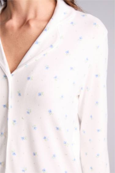 Çiçekli Pijama Takımı Üst Alt - Görsel 4