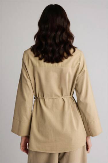 Flamlı Pamuk Uzun Kollu Tunik - Görsel 5