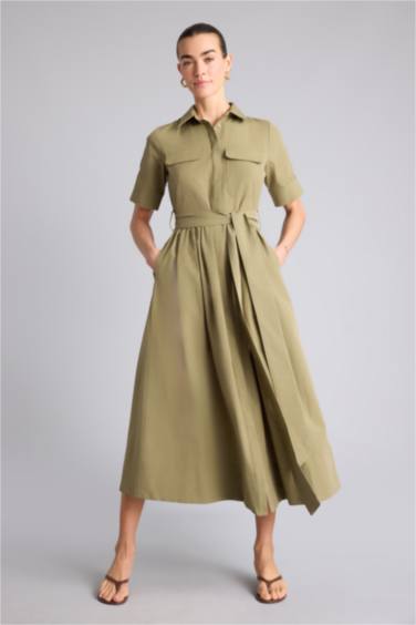 A Kesim Terry Cotton Midi Elbise