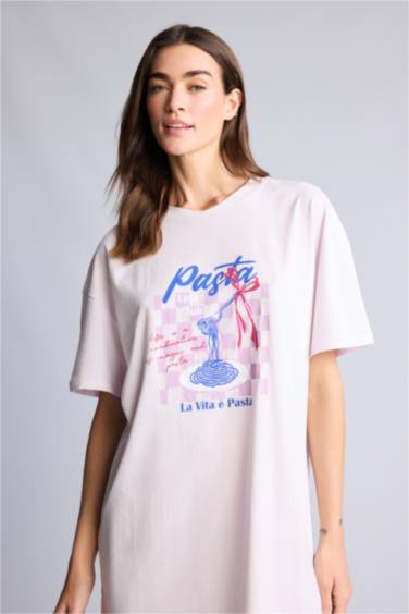 Baskılı Kısa Kollu Gecelik - Görsel 3