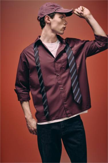 Boxy Fıt Baskılı Poplin Gömlek