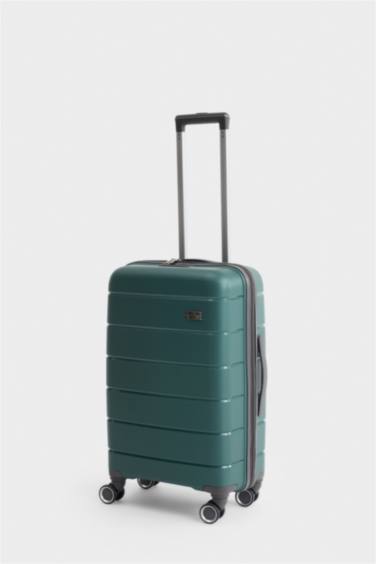 Unisex Sert Kapaklı Çekçekli Orta Boy Valiz - Görsel 2