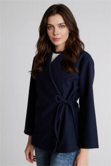 Fıtted İçi Yumuşak Tüylü Bağlamalı Hırka - Görsel 5