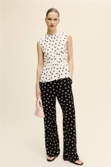 Fıtted Puantiyeli Belmando Bluz - Görsel 2