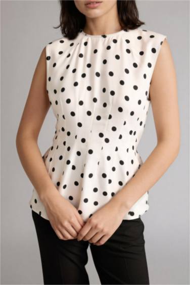 Fıtted Puantiyeli Belmando Bluz - Görsel 7