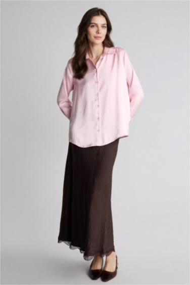 A Kesim Akışkan Kumaş Maxi Etek - Görsel 2