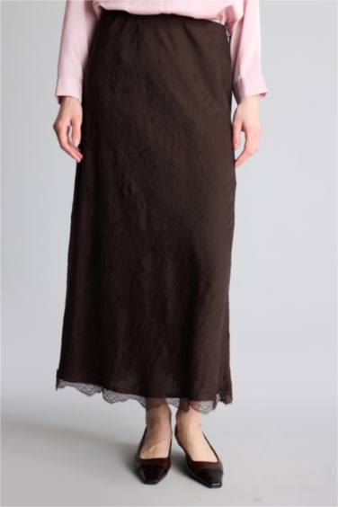 A Kesim Akışkan Kumaş Maxi Etek - Görsel 3