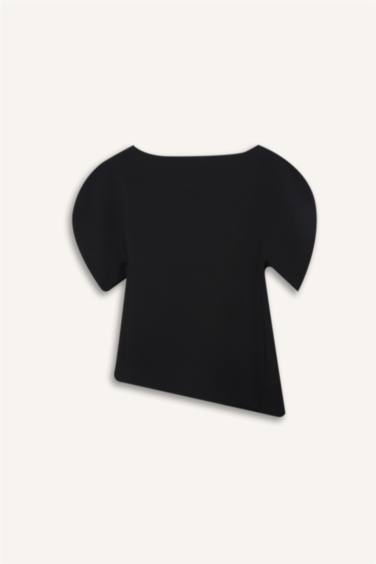 Afra x Defacto Fıtted Kayık Yaka Krep Bluz - Görsel 7