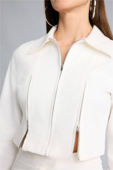 Afra x Defacto Fıtted Gömlek Yaka Gabardin Blazer Ceket - Görsel 7