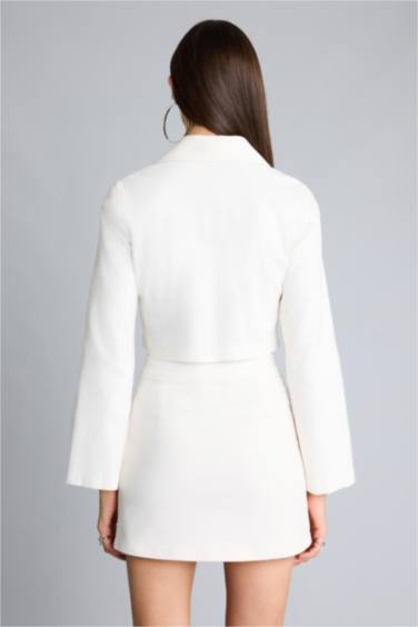 Afra x Defacto Fıtted Gömlek Yaka Gabardin Blazer Ceket - Görsel 8