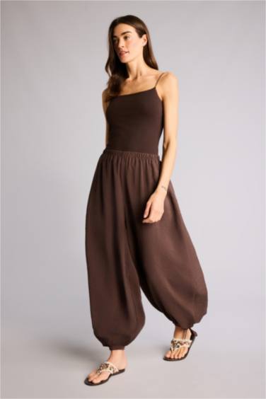 Balloon Fıt Beli Lastikli Modal Pantolon