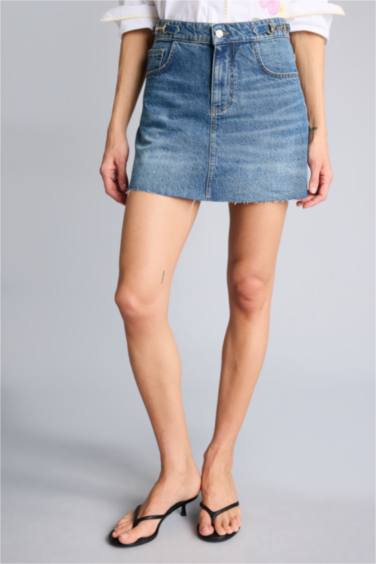 Afra x Defacto Regular Fıt Jean Mini Etek