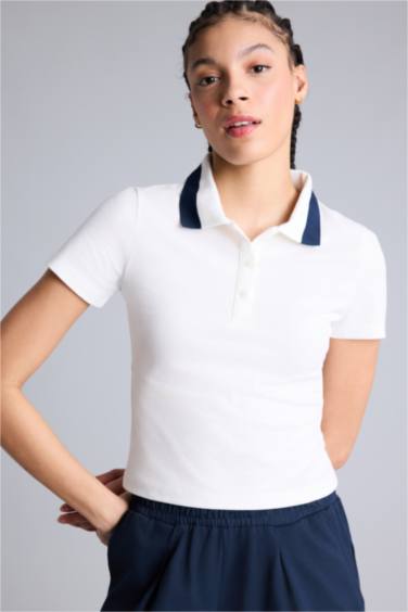 Slım Fıt Pike Kısa Kollu Polo Tişört - Görsel 3