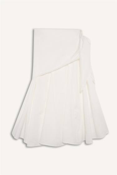 Afra x Defacto A Kesim Normal Bel Poplin Midi Etek - Görsel 7