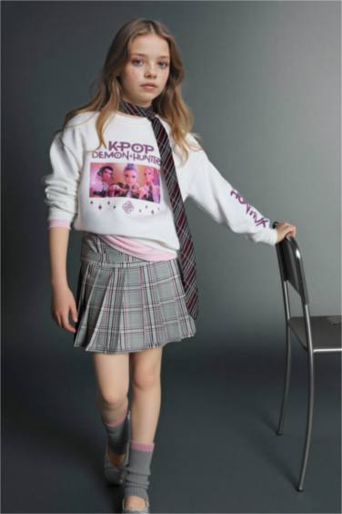 K-Pop Demon Hunters Relax Fıt Sweatshırt Kız Çocuk
