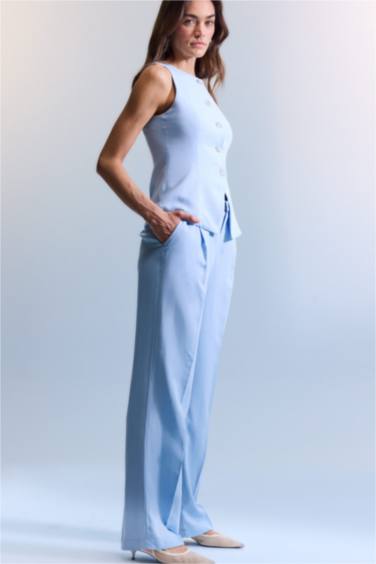 Fıtted Keten Karışımlı Yelek - Görsel 2