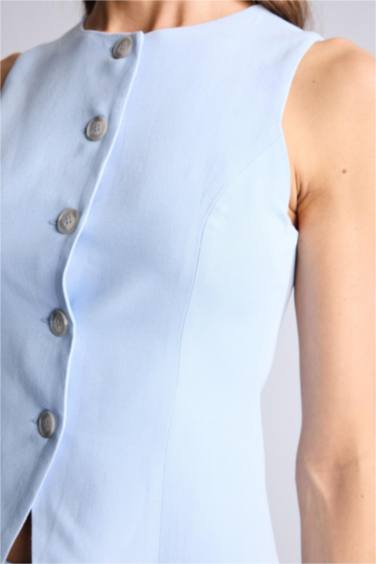 Fıtted Keten Karışımlı Yelek - Görsel 6