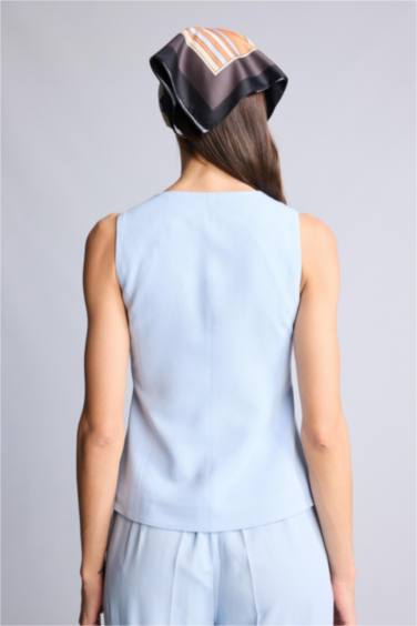 Fıtted Keten Karışımlı Yelek - Görsel 7