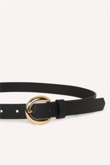 Kadın Oval Toka Suni Deri Günlük Kemer - Görsel 2