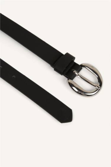 Kadın Oval Toka Suni Deri Günlük Kemer - Görsel 3