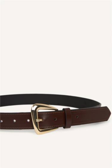 Kadın Dikdörtgen Toka Suni Deri Günlük Kemer - Görsel 2