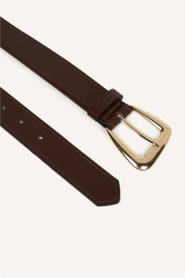 Kadın Dikdörtgen Toka Suni Deri Günlük Kemer - Görsel 3