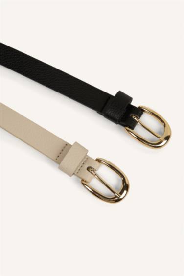 Kadın Oval Toka 2'li Suni Deri Kemer - Görsel 2