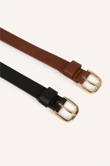 Kadın Oval Toka Suni Deri Günlük Kemer - Görsel 2