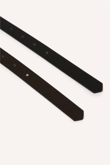 Kadın Oval Toka 2'li Suni Deri Kemer - Görsel 3