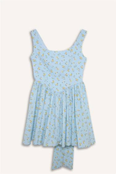 Afra x Defacto V Yaka Floral Poplin Kolsuz Mini Elbise - Görsel 6