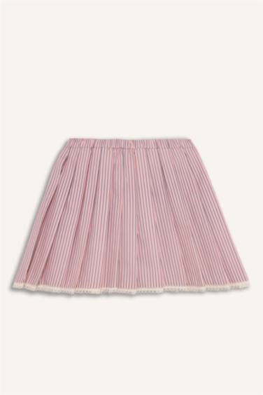 Afra x Defacto Pilise Normal Bel Poplin Mini Etek - Görsel 6