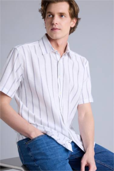 Regular Fıt Polo Yaka Pamuklu Kısa Kollu Gömlek