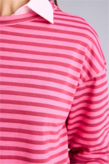 Çizgili Uzun Kollu Tişört - Görsel 5