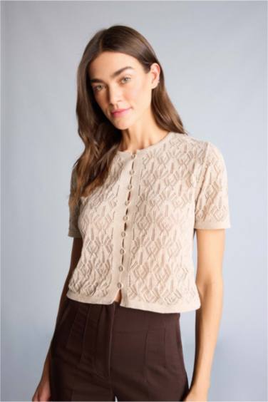 Ajurlu Kısa Kollu Hırka - Görsel 3