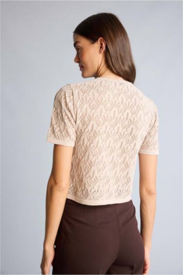 Ajurlu Kısa Kollu Hırka - Görsel 5