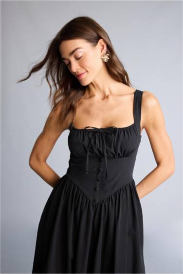 Askılı Midi Elbise - Görsel 3