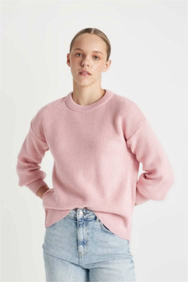 بلوز تريكو قصة عادية بياخة مستديرة