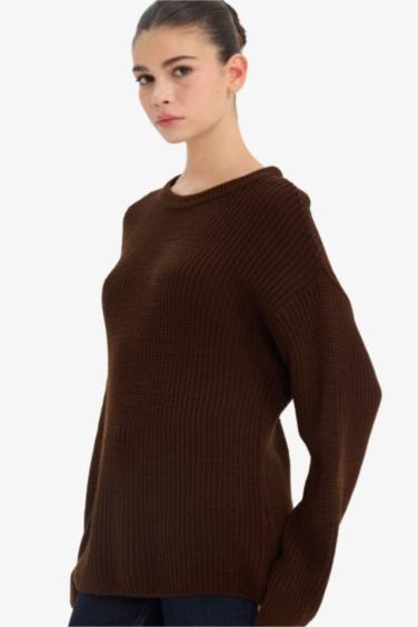 Regular Fit Bisiklet Yaka Selanik Kumaş Triko Kazak