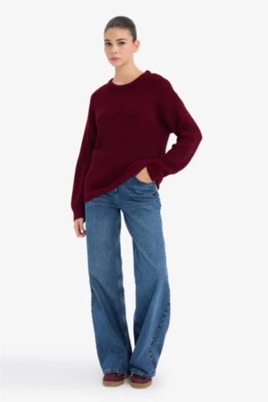 بلوز صوف قصة عادية بياخة مستديرة