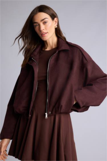 Gömlek Yaka Astarlı Süet Mont - Görsel 3