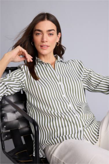 Çizgili Uzun Kollu Gömlek - Görsel 4