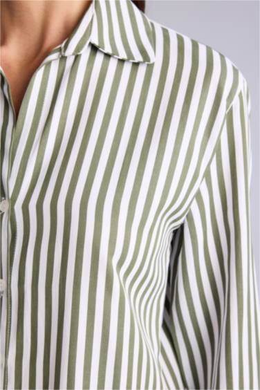 Çizgili Uzun Kollu Gömlek - Görsel 5