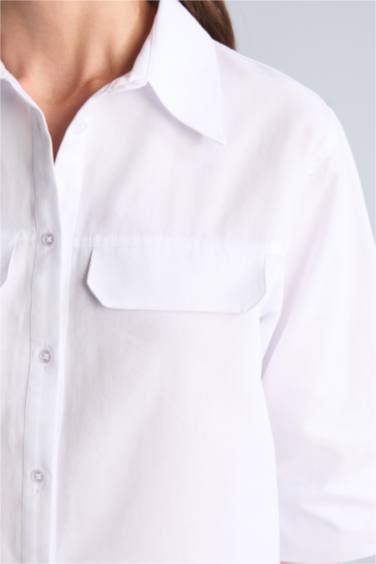 Overshırt Fıt Kısa Kollu Gömlek - Görsel 4