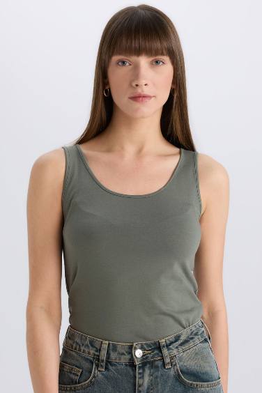 Slim Fit Basic Round Collar Sleeveless Tank Top