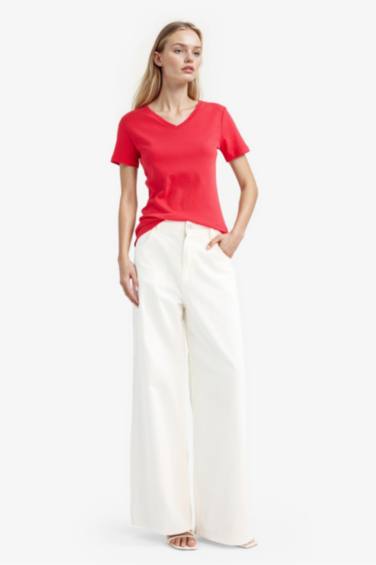 Slim Fit V-Neck Basic T-Shirt