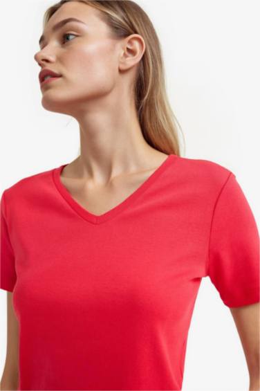 Slim Fit V-Neck Basic T-Shirt
