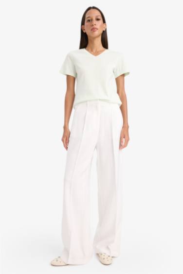 Slim Fit V Neck Ribbed Basic T-Shirt