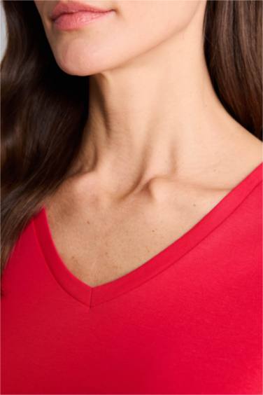 Slım Fıt Ribana Kısa Kollu Tişört - Görsel 4