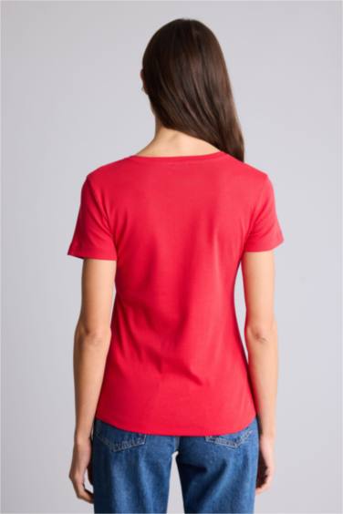 Slım Fıt Ribana Kısa Kollu Tişört - Görsel 5